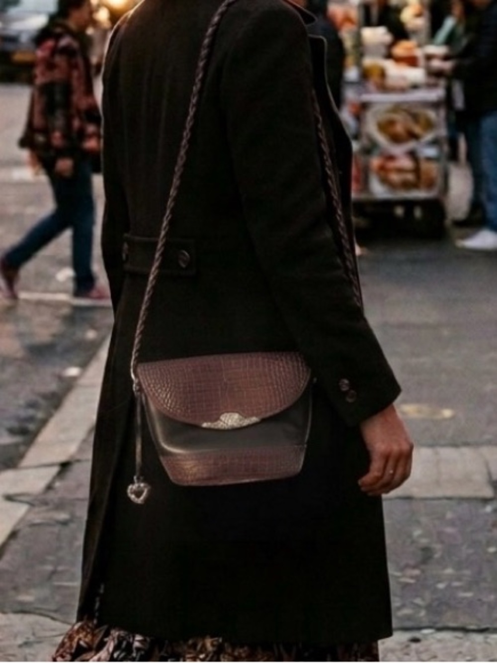 Brighton Brown & Black Leather Crossbody Bag with Braided Strap GUC